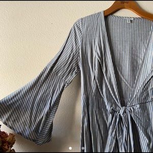 Beautiful cottage core dusty blue pin stripe dress